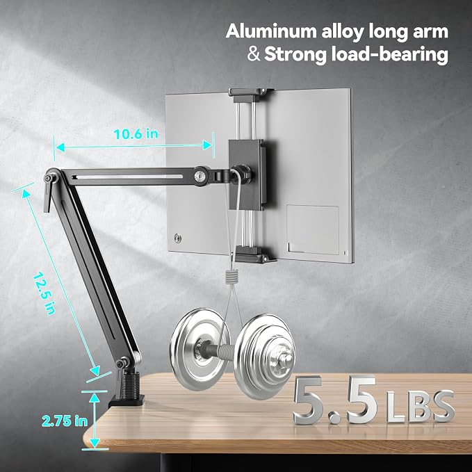 Portable Monitor Stand Desk Holder- Large Clamp support up to 6.5 12.9 14.6 - Image 3