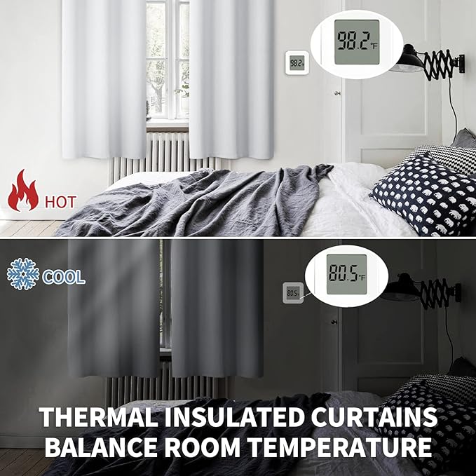 BGment Room Darkening Curtains 72 Inches Long - Grommet Thermal Insulated Drapes Window Treatment Curtains for Bedroom, 2 Panels, 42 x 72 Inch, Greyish White