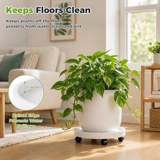 5 Pack Plant Caddy with Wheels Rolling Plant Stand with Wheels 10 Inch Plant - Image 5