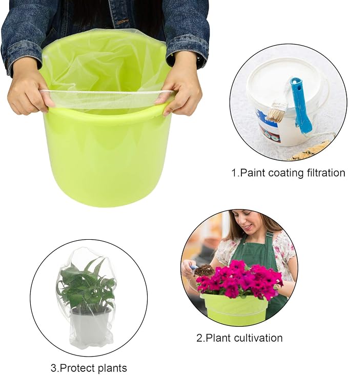 Paint Strainer Bags White Fine Mesh Filters Bag Bucket Elastic Opening Strainer - Image 2