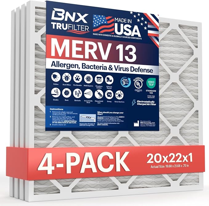 BNX TruFilter 20x22x1 Air Filter MERV 13 by BNX