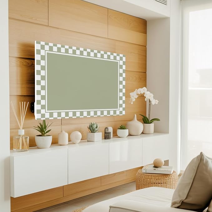 Sage Green Buffalo Plaid Indoor TV Cover, Elastic TV Screen Protector Modern - Image 3