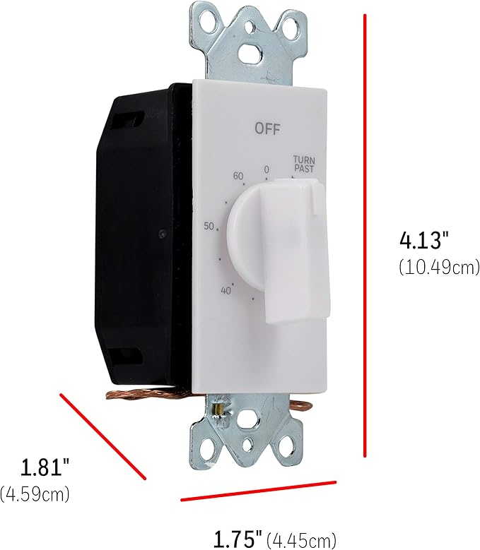 UltraPro 60-Minute In-Wall Spring Wound Countdown Timer Switch, Mechanical Timer - Image 2