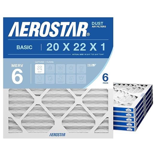 Aerostar 20x22x1 MERV 6 Air Filter, ACTUAL SIZE, Air Conditioning & Furnace by AirFiltersDelivered