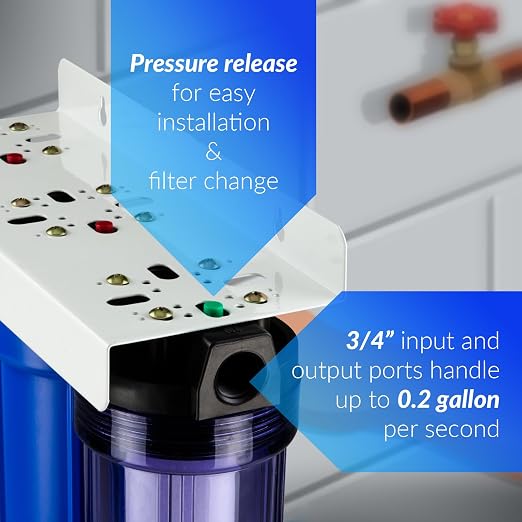 iSpring WCB32+AHPF12MNPT12X2 Whole House Water Filter System, 3-Stage Water - Image 3