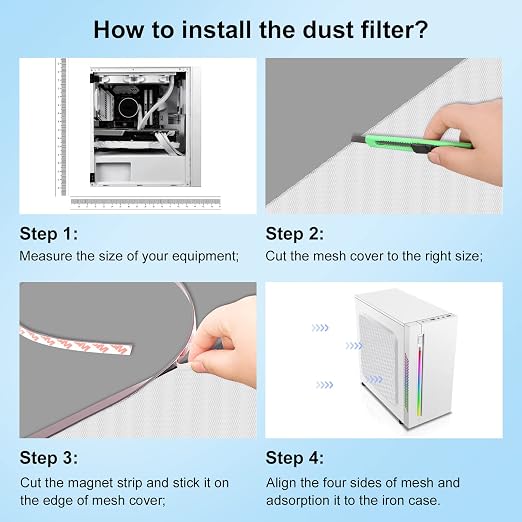 Fan Dust Mesh Filter Magnetic Frame PVC Computer PC Case Fan Dust Proof Filter - Image 3