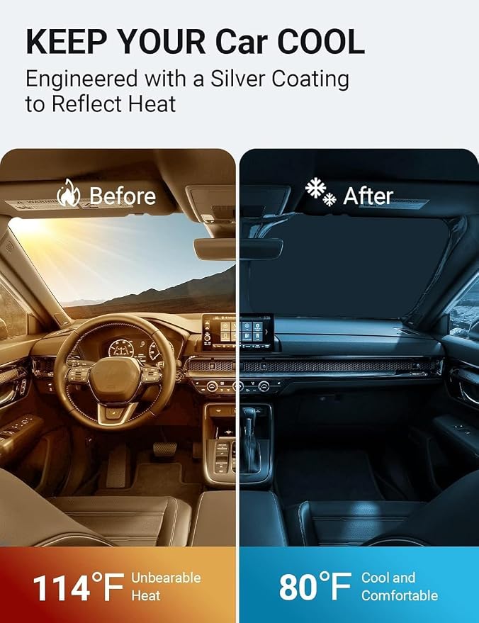 Proadsy Windshield Sun Shade for Honda CRV 2023 2024 2025 2026 4-Layer Foldable - Image 3
