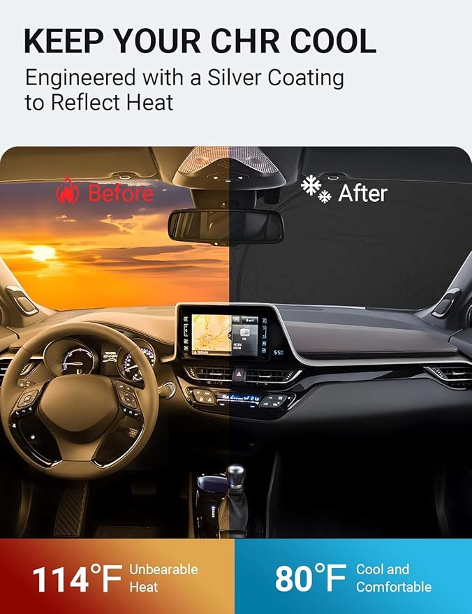 Proadsy 2026 Upgrade Front Windshield Sun Shade Foldable Sunshade Protector - Image 3