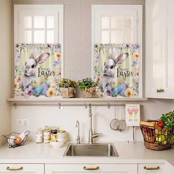 Happy Easter Kitchen Curtains Set 3 Piece - Image 7