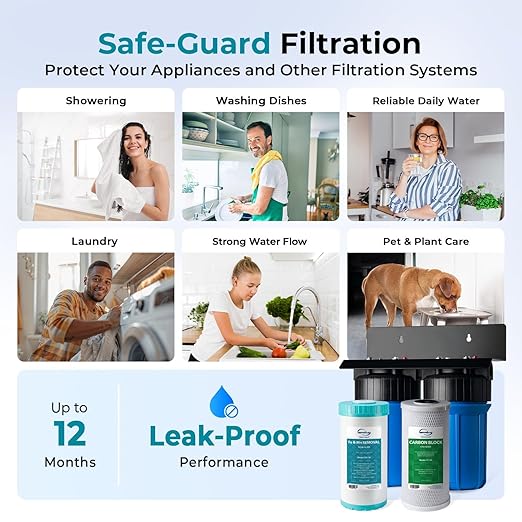 iSpring WGB21BM 2-Stage Whole House Water Filtration System, 10” x 4.5” Carbon - Image 5