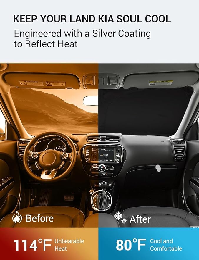 Proadsy 2026 Upgrade Windshield Sun Shade Custom Fit 2014-2019 Kia Soul - Image 3