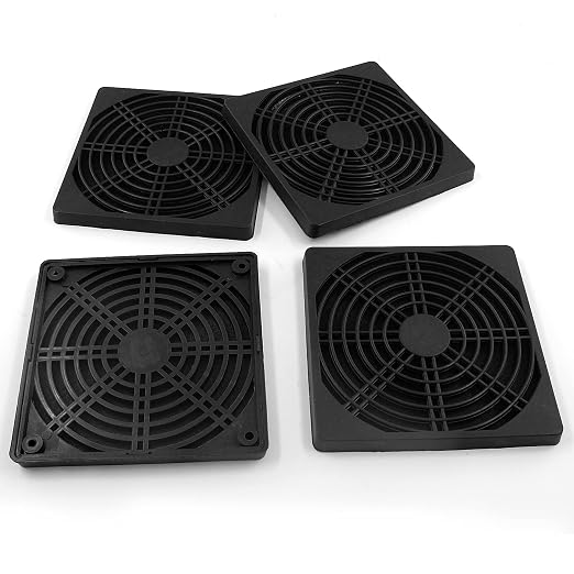 4 Pcs Black Cooling Fan Filter 120 mm Square Plastic Case Fan Filter Cover PC by Unlorspy