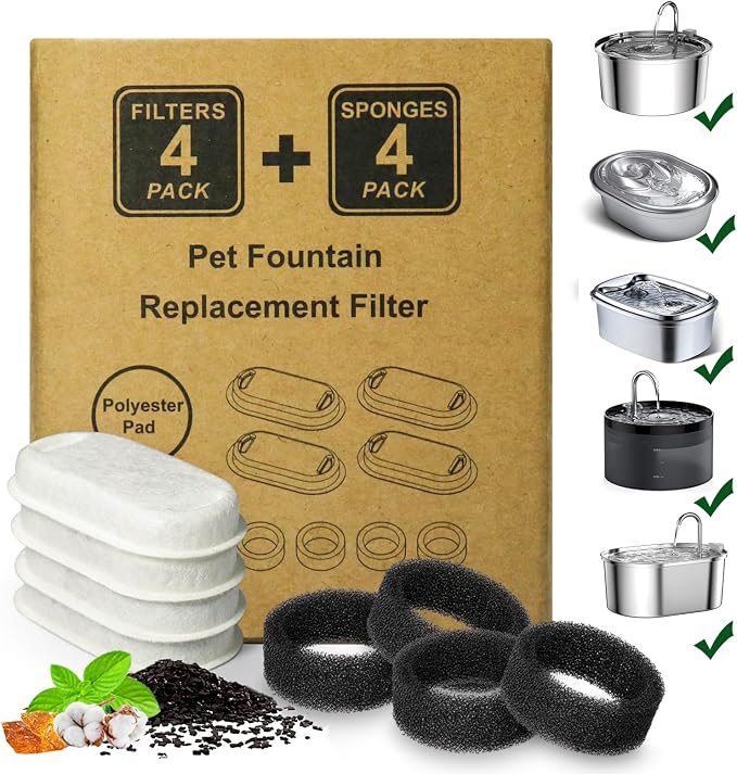 Cat Water Fountain Filter, 8 Pack Cat Fountain Filter Replacement by KANCHOU