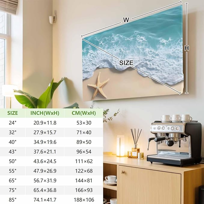 Beach Starfish Teal Sea Water Indoor TV Cover, Elastic TV Screen Protector - Image 3