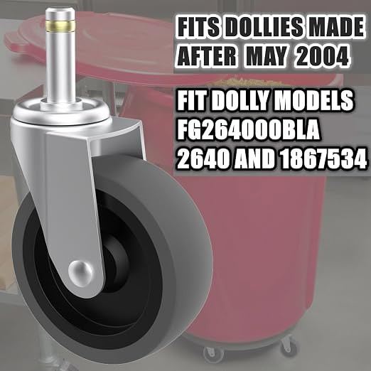 RILIDRI Replcament Casters for Brute Trash Bin Dolly Set of 5, 3-Inch Trash Can - Image 3