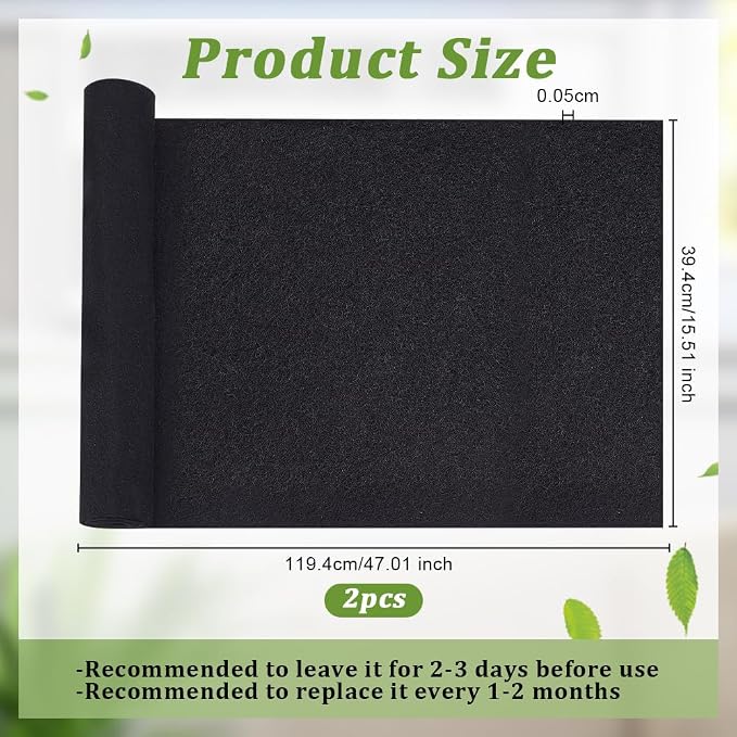 OLYCRAFT 2 Pack Activated Carbon Filter Sheet 47x15.5 Inch Cut-to-Fit Air - Image 2