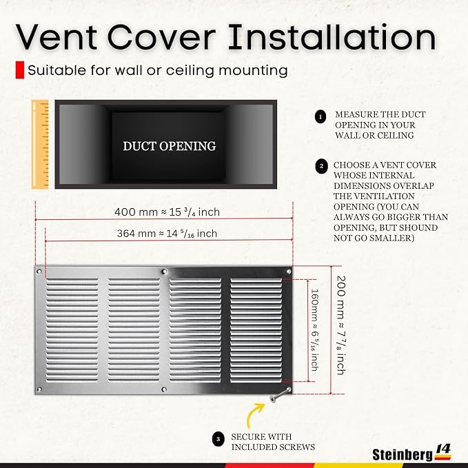 Steinberg14 Stainless Steel Vent Cover 14x6 - Image 5
