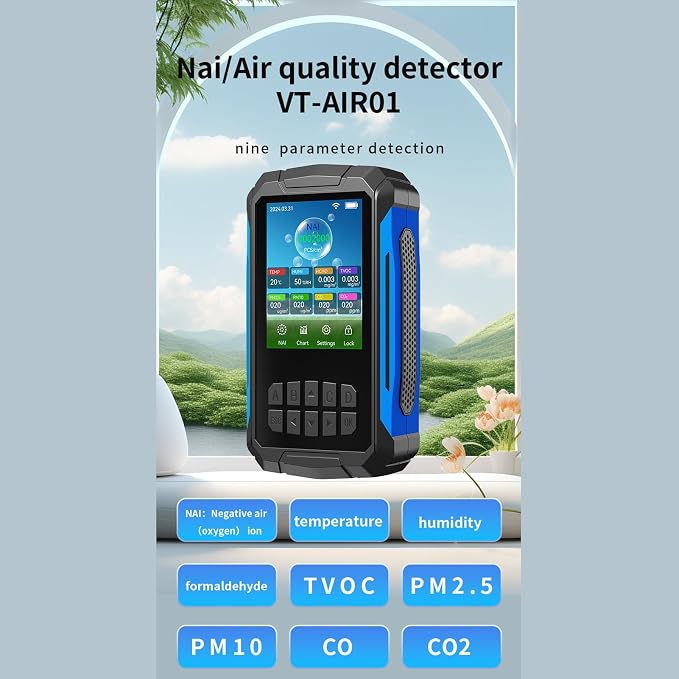 Generic Air Quality Monitor, 8 in 1 Indoor Air Quality Tester Detects Negative - Image 2