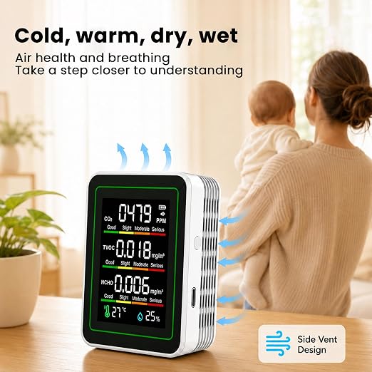 8-in-1 Indoor Air Quality Monitor, Portable CO2 Detector - Image 6