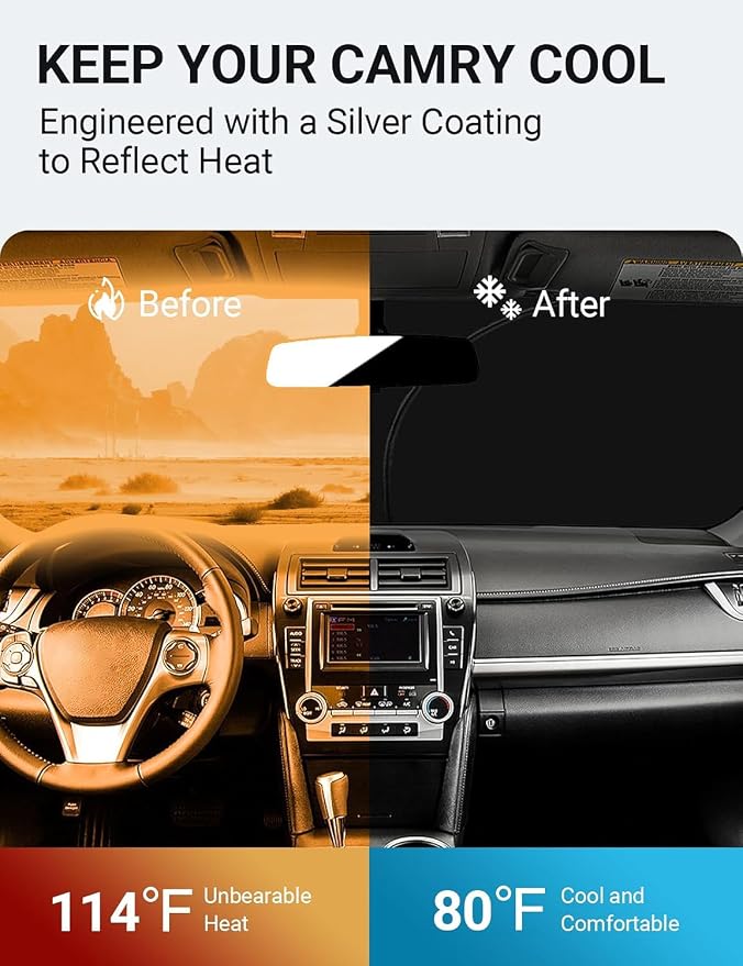 Proadsy 2026 Upgrade Front Windshield Sun Shade Foldable Sunshade Protector - Image 3