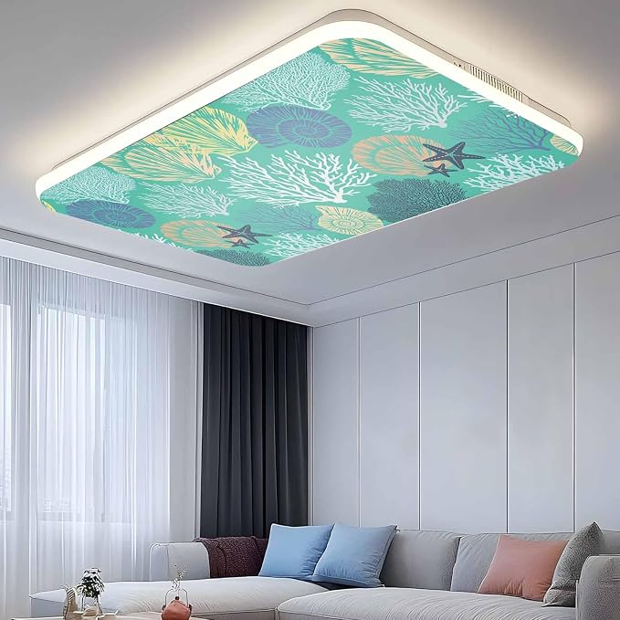 Fluorescent Light Covers for Ceiling Lights Nautical Coastal Ocean Coral - Image 9