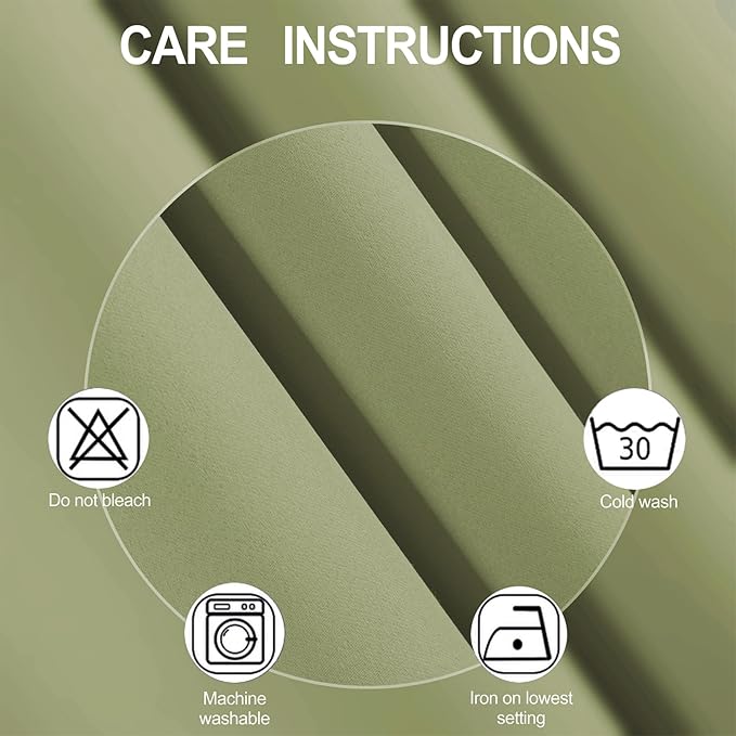 LEMOMO Sage Green Thermal Blackout Curtains/42 x 84 Inch/Set of 2 Panels Room Darkening Curtains for Bedroom