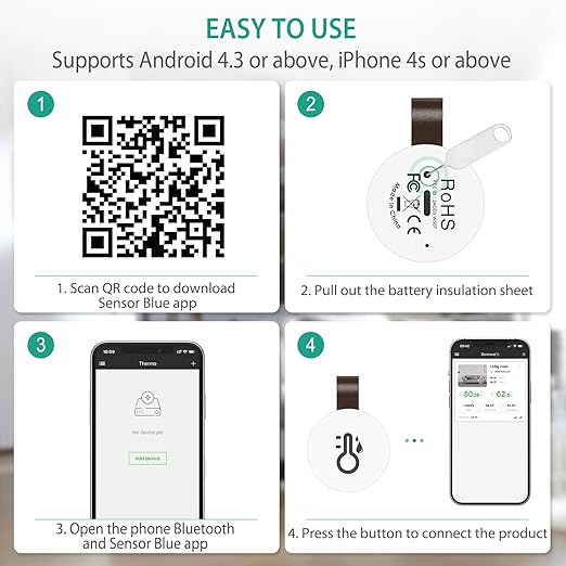 ORIA Wireless Thermometer Hygrometer, Mini Wireless Humidity Temperature Sensor - Image 5