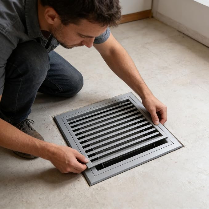 Premium 14x38in Gray Vent Cover Duct Opening | Removable Steel Air Filter by Unknown