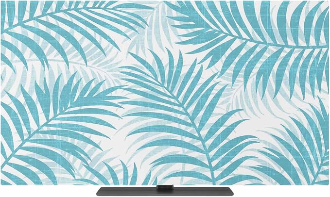 Summer Palm Leaf Blue Indoor TV Cover, Elastic TV Screen Protector Forest - Image 2