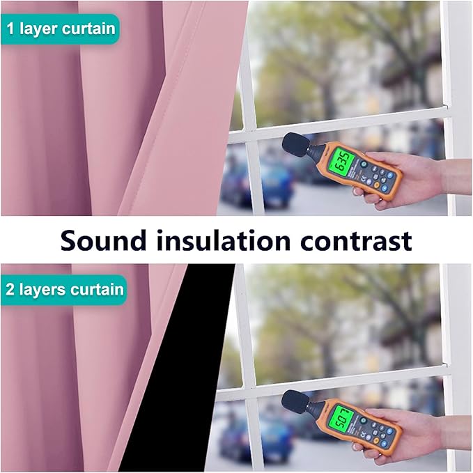 NICETOWN Crystal Pink Full Shade Curtain Panels, Pair of Energy Smart & Noise Blocking Out Blackout Drapes for Dining Room Window, Thermal Insulated Guest Room Lined Window Dressing(55 x 86 inch)