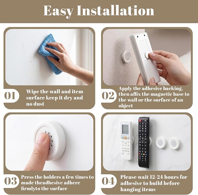 Tallew 24 Pcs Magnetic Remote Control Holder Wall Mount No Drill Self-adhesive - Image 6