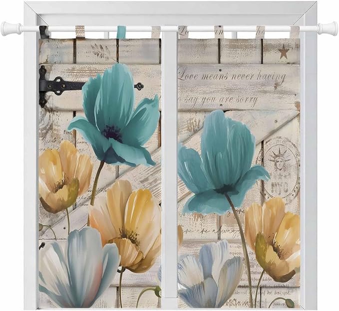 Watercolor Flowers Bedroom Curtains 72 Inch Length, Window Curtains Tab Top by Unknown
