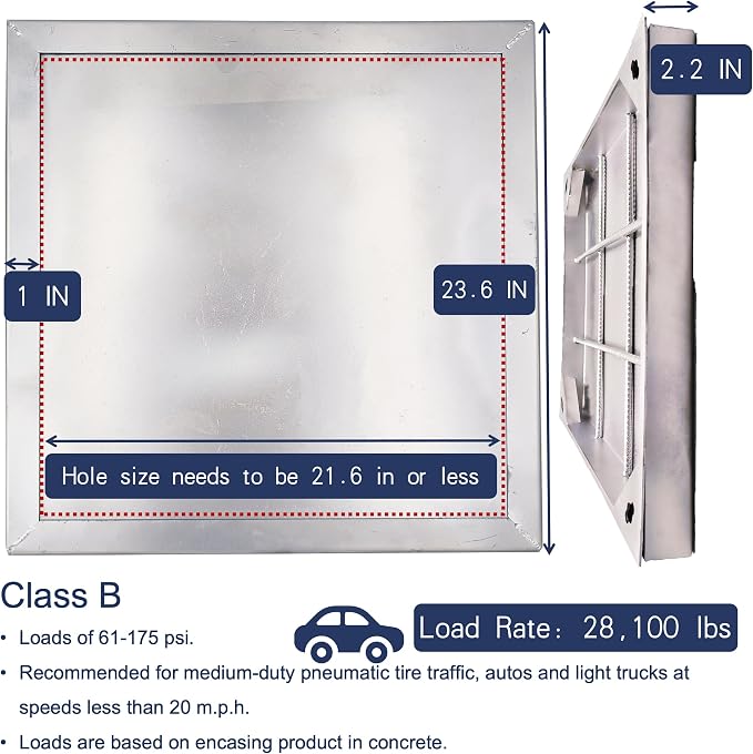 24x24 Invisible Stainless Steel Manhole Cover and Frame - Image 2