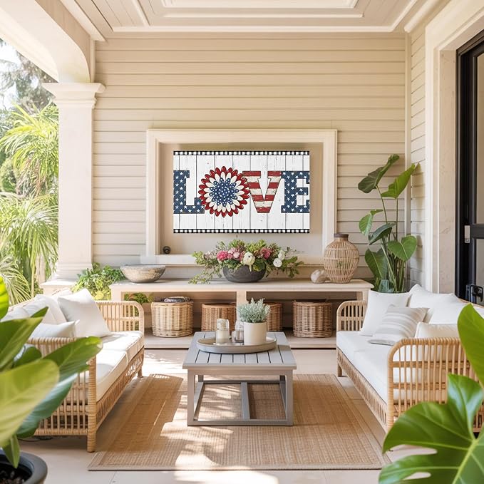 4th of July Patriotic LOVE Text Flower Indoor TV Cover, Elastic TV Screen - Image 8
