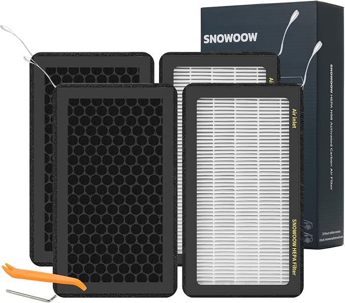 Tesla Model 3/Y HEPA Cabin Air Filter 4 Pack | PM2.5 Activated Carbon by SNOWOOW