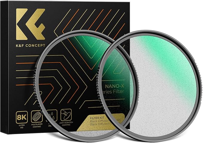 K&F CONCEPT 62mm Black Diffusion 1/4 & 1/8 Lens Filter Kit, Mist Cinematic by KFCONCEPT
