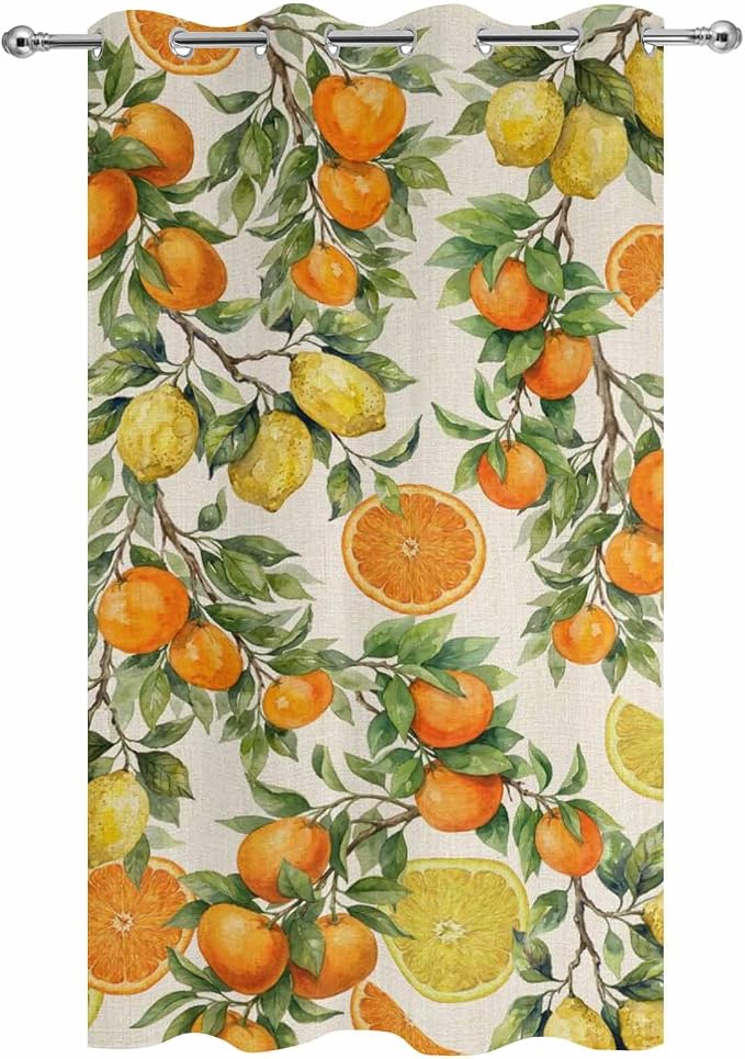 Lemons Yellow Orange Summer Plant Linen Outdoor Curtains - Image 9