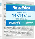 14x14x1 Air Filter 2 Pack AC Furnace Air Filters 14x14 Pleated Dust Defense Air by AmazEden