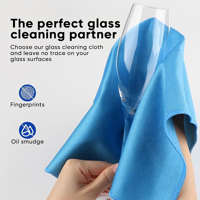 HOMEXCEL Microfiber Glass Cleaning Cloth 12 PK, Lint Free Streak Free, Reusable - Image 3