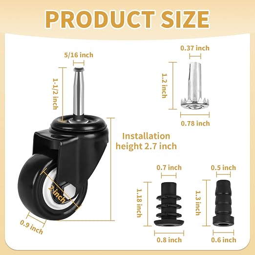 2 Inch Stem Casters with 5/16" x 1-1/2" Stem, Dining Car - Image 2