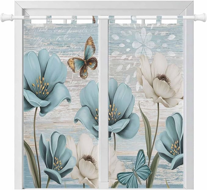 Spring Floral Living Room Curtains 84 Inch Length, Window Curtains Tab Top by Unknown