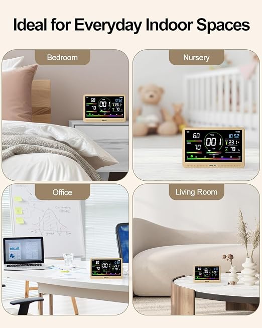 16-in-1 Air Quality Monitor Indoor, Real Time CO2, Formaldehyde, Temperature & - Image 9