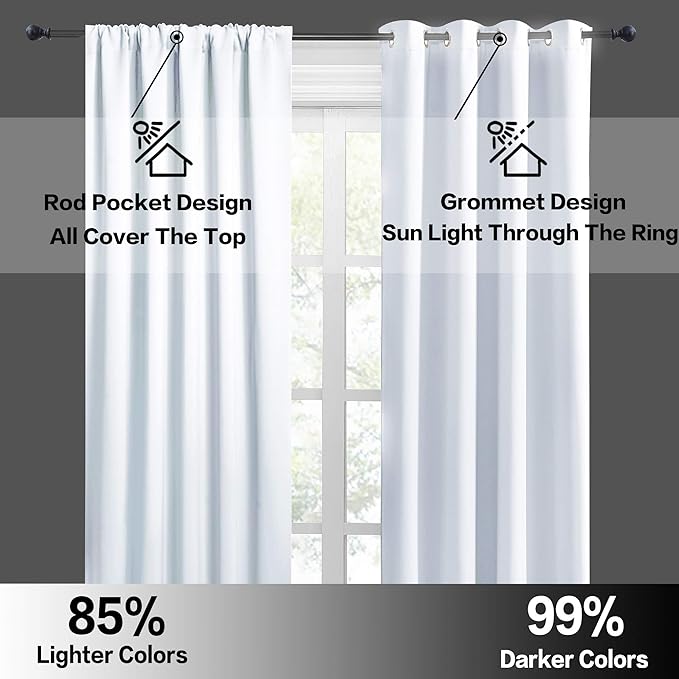 RYB HOME Short Grayish White Curtains for Small Bedroom Window, Insulating UV Blocking Drapes for Kitchen Cafe Basement Garage, Privacy Tiers for Bathroom Window, Width 42 by Length 36, Set of 2