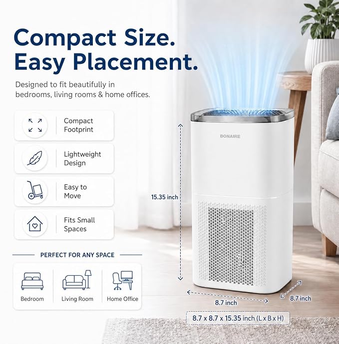 Bonaire Air Purifier for Home Allergies, Pets Hair In Bedroom upto 1380 ft² - Image 6