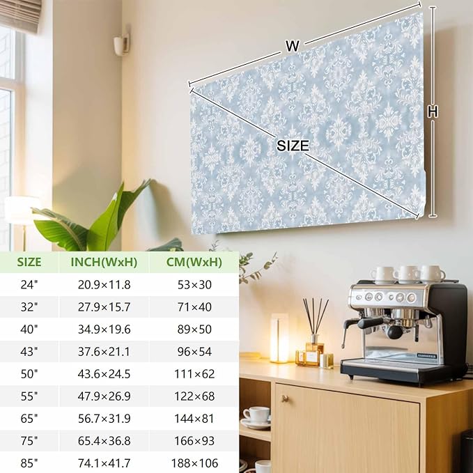 Retro Mid Century Flower Texture Indoor TV Cover, Elastic TV Screen Protector - Image 3