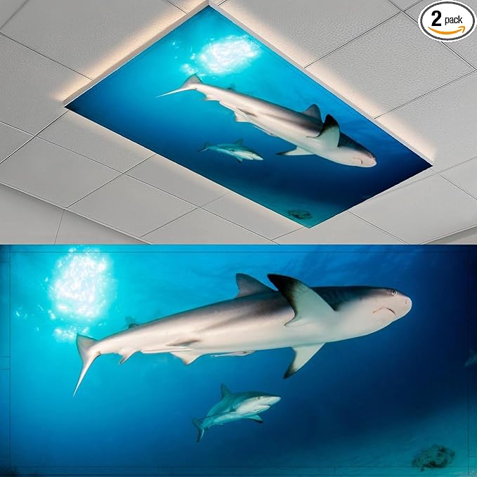 2PCS Sea Shark Magnetic Fluorescent Light Covers by Unknown