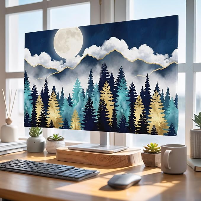 Moonlit Night Forest Mountains Indoor TV Cover, Elastic TV Screen Protector - Image 5