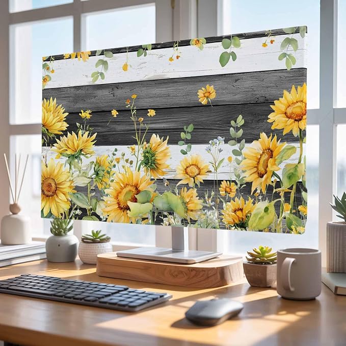 Summer Farm Sunflowers Eucalyptus Leaves Indoor TV Cover, Elastic TV Screen - Image 4