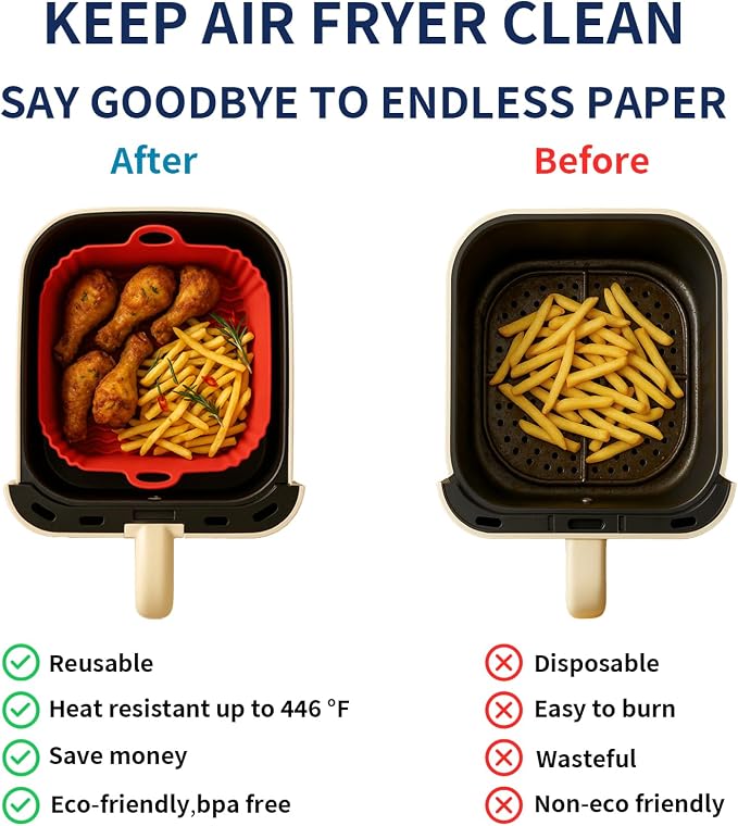 Boribim 9 Inch Large Air Fryer Silicone Liners - Image 3