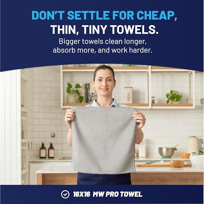 12" x 12" MW Pro Multi-Surface Microfiber Cleaning Cloths | Gray - Image 3